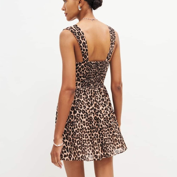 Reformation animal print leopard Taiga mini dress - size 12 (XL) NWOT - Picture 4 of 10